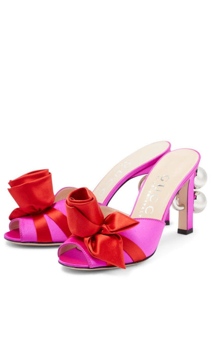 Gucci Shawana Satin Flower Mules in Pink - Runway Catalog