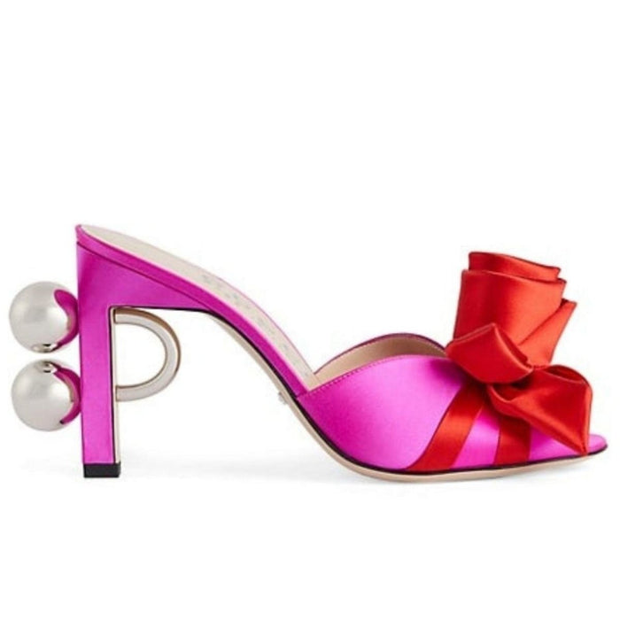 Gucci Shawana Satin Flower Mules in Pink - Runway Catalog