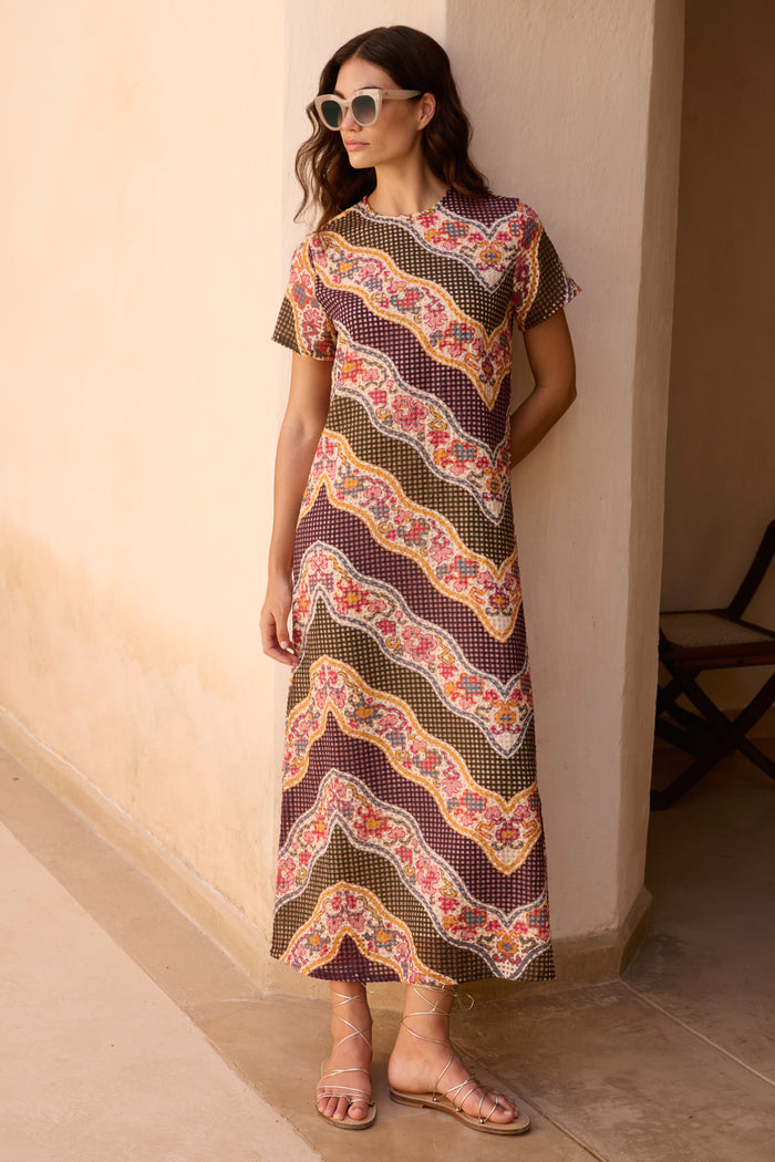 Short Sleeve Shift Maxi- Montezuma Green