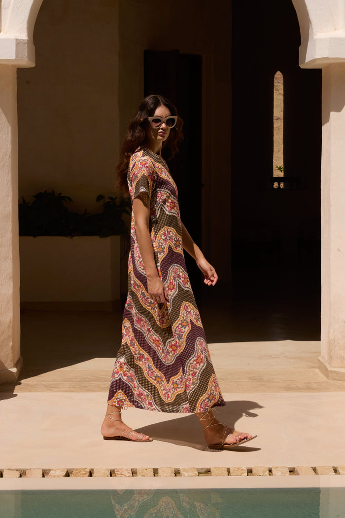 Short Sleeve Shift Maxi- Montezuma Green