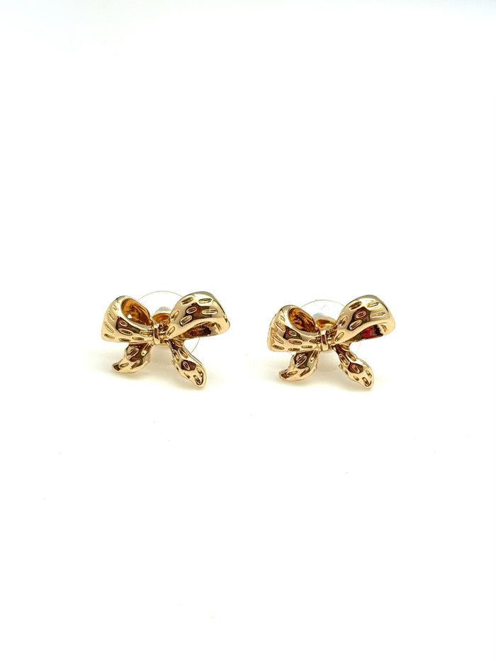 Golden Bow Stud Earrings