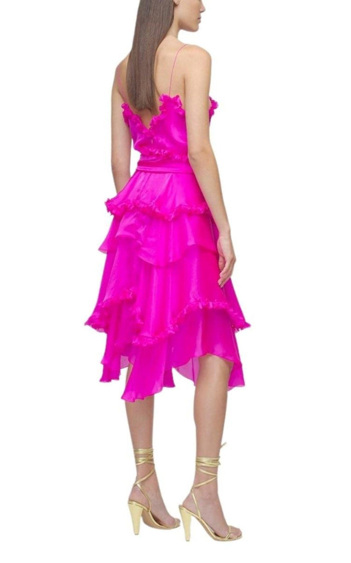 Alexandre Vauthier Silk Chiffon Ruffled Knee Length Dress - Runway Catalog