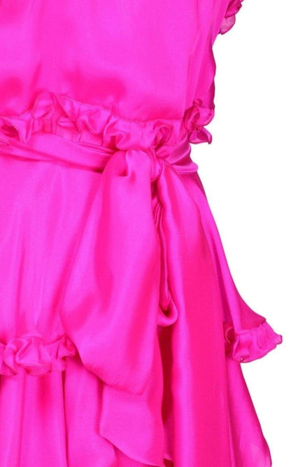 Alexandre Vauthier Silk Chiffon Ruffled Knee Length Dress - Runway Catalog