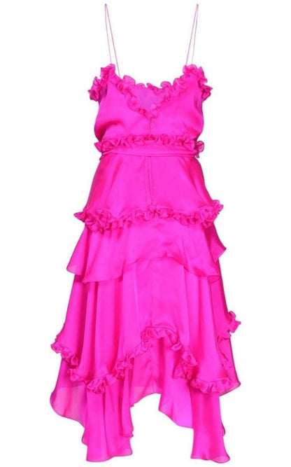 Alexandre Vauthier Silk Chiffon Ruffled Knee Length Dress - Runway Catalog