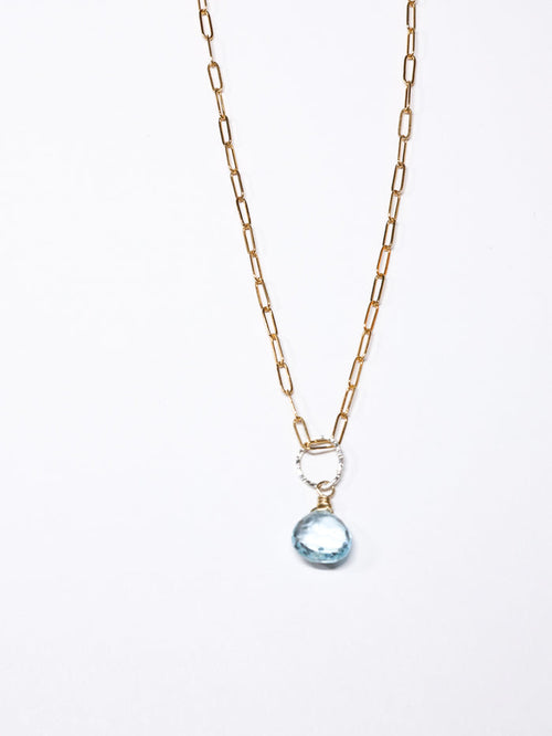 Sky Blue Topaz pendant necklace -gold filled