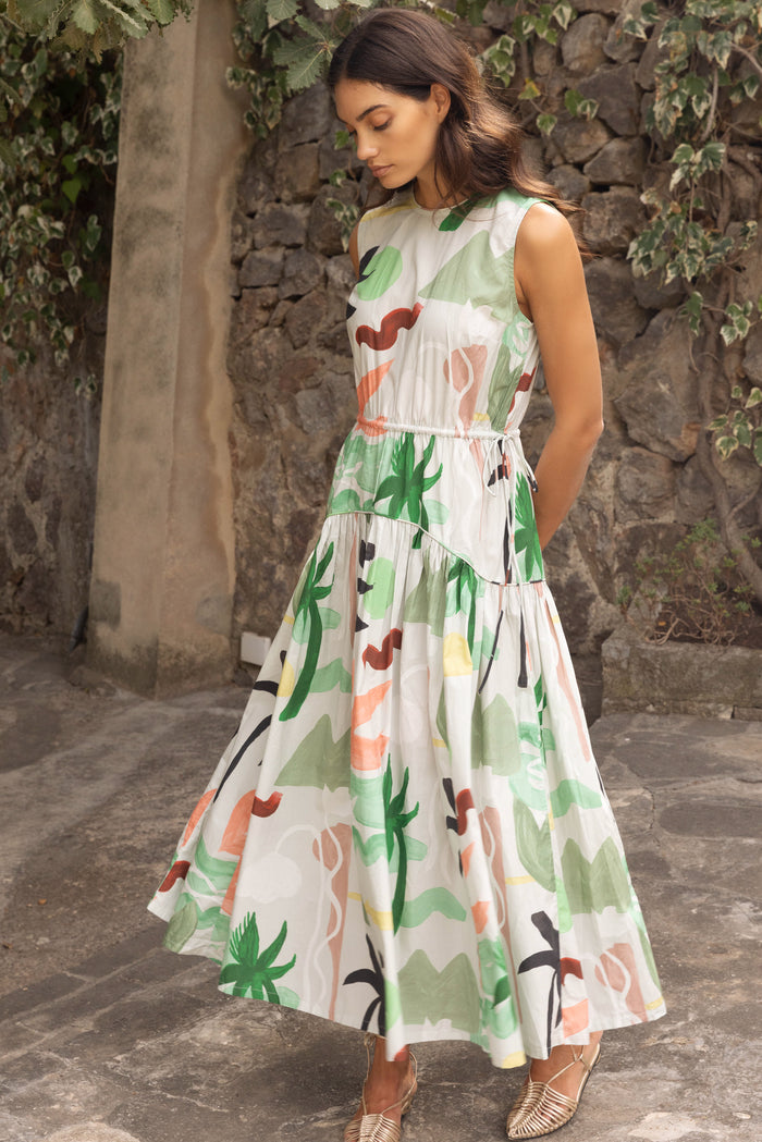 Sleeveless Piped Maxi- Paradiso Petal