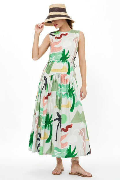 Sleeveless Piped Maxi- Paradiso Petal