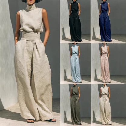 Women's summer two piece outfit styled with sneakers for effortless weekend look