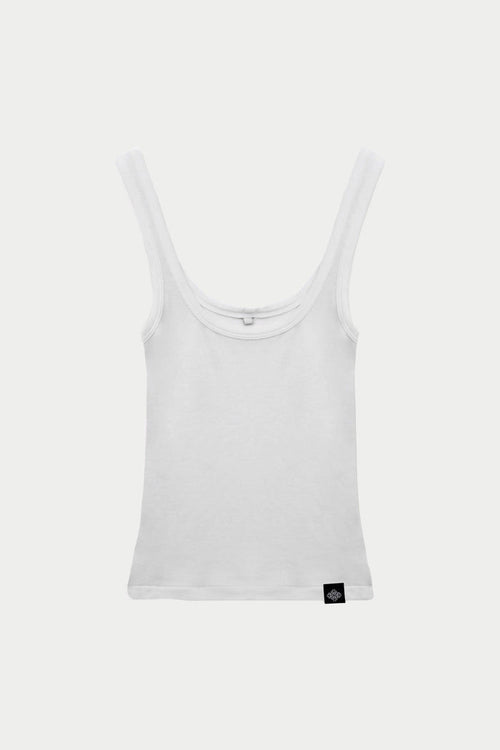 SLUB EMBLEM LABEL VEST TOP - WHITE