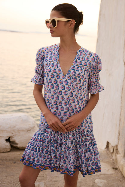 Smocked Drop Mini- Crocus Blue