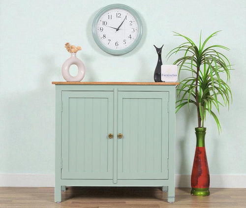 Spain Solid Mango Wood Sideboard Cabinet - Two Doors - Sideboard - Furniselan - Silt-Green
