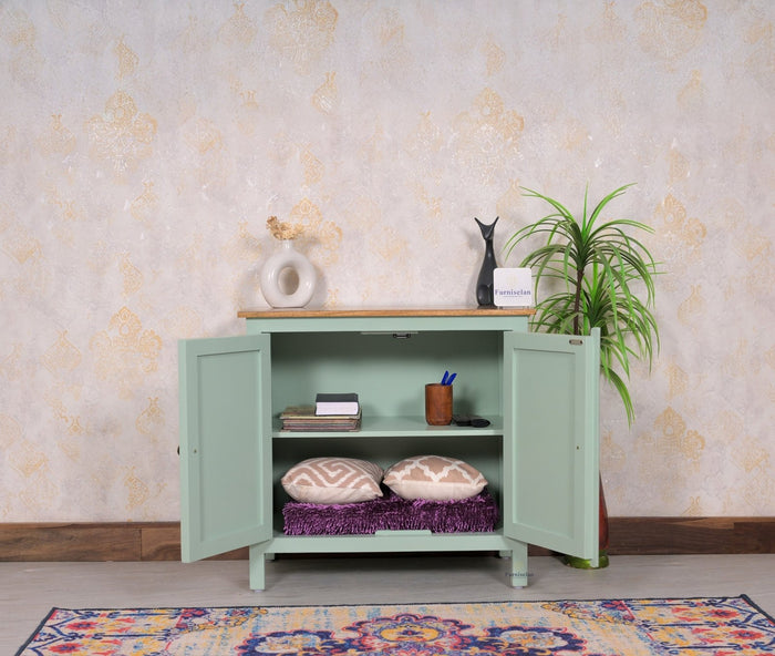 Spain Solid Mango Wood Sideboard Cabinet - Two Doors - Sideboard - Furniselan - Silt-Green