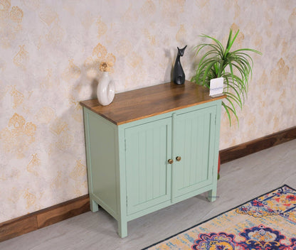 Spain Solid Mango Wood Sideboard Cabinet - Two Doors - Sideboard - Furniselan - Silt-Green