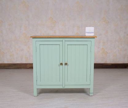 Spain Solid Mango Wood Sideboard Cabinet - Two Doors - Sideboard - Furniselan - Silt-Green