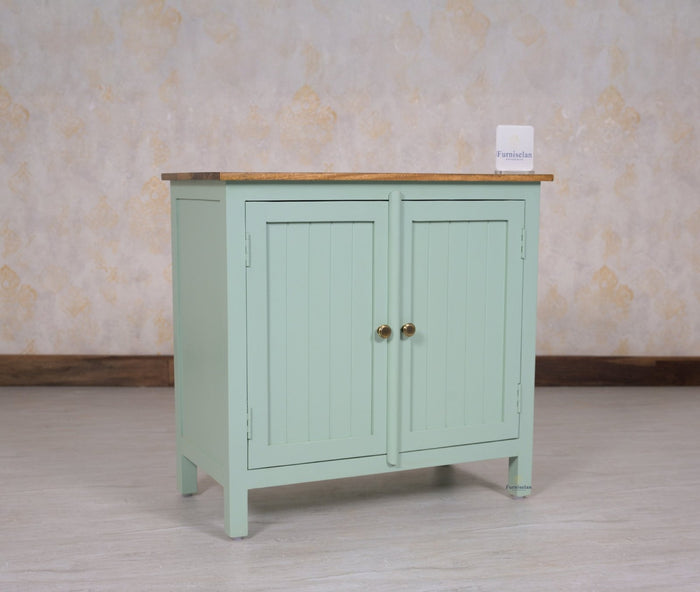 Spain Solid Mango Wood Sideboard Cabinet - Two Doors - Sideboard - Furniselan - Silt-Green