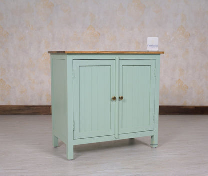 Spain Solid Mango Wood Sideboard Cabinet - Two Doors - Sideboard - Furniselan - Silt-Green