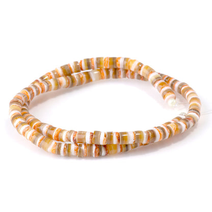 This is a Dakota Stones 4-5mm Spiny Oyster Mixed Melo Shell Gemstone strand with heishi beads in 15-16 inch strand.