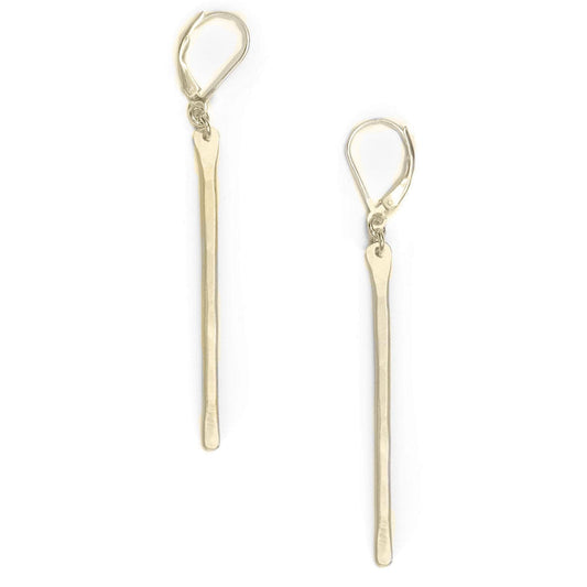 Stem Long Skinny Bar Earrings in gold or silver