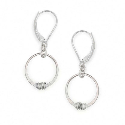 Stitch Earrings Wire Wrapped Circles Dainty Drops