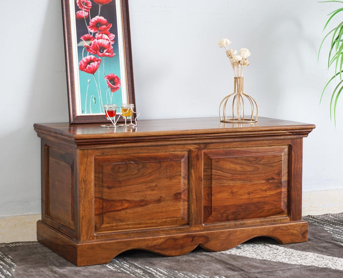 Sweden Sheesham Wood Trunk Box - Furniselan - Teak-Finish