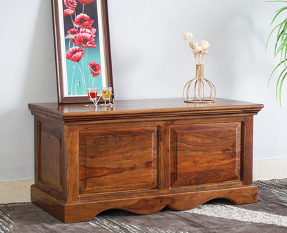 Sweden Sheesham Wood Trunk Box - Furniselan - Teak-Finish
