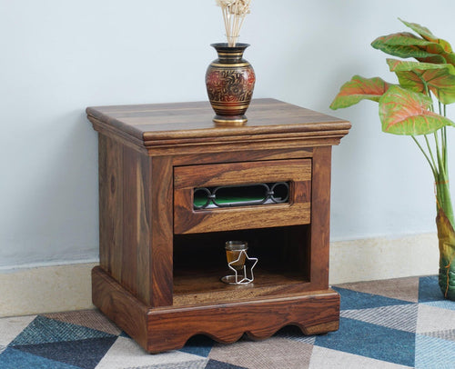 Sweden Solid Wood Bedside Table - Furniselan-Teak-Finish