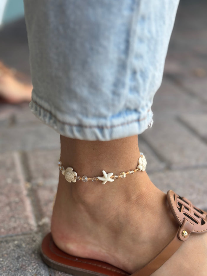 turtle and starfish anklet