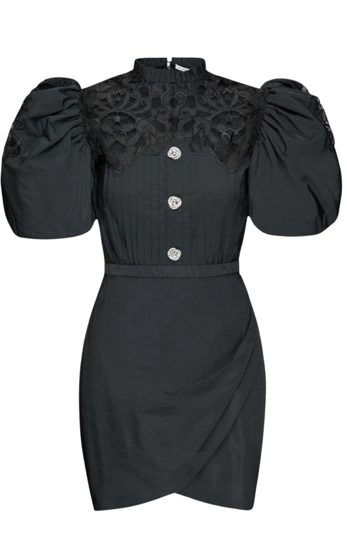 Alessandra Rich Taffeta Mini Dress with Lace - Runway Catalog