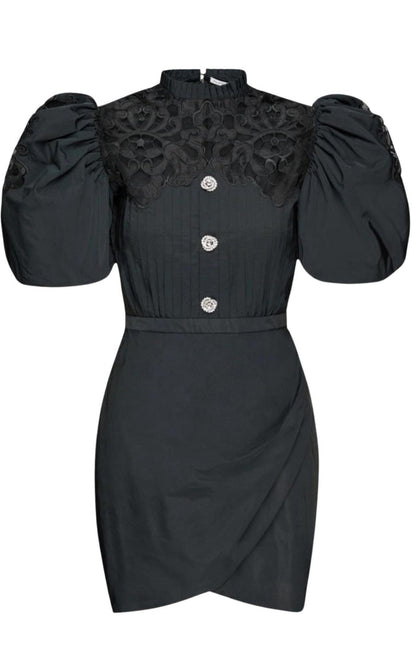 Alessandra Rich Taffeta Mini Dress with Lace - Runway Catalog