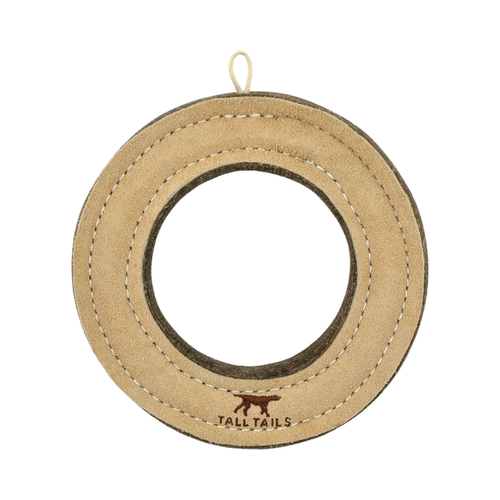 Tall Tails Natural Leather & Wool Ring Dog Toy