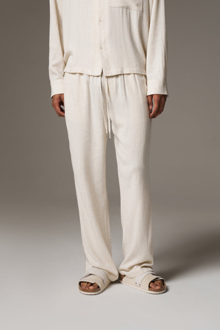 TEXTURED WOVEN TROUSERS - BEIGE
