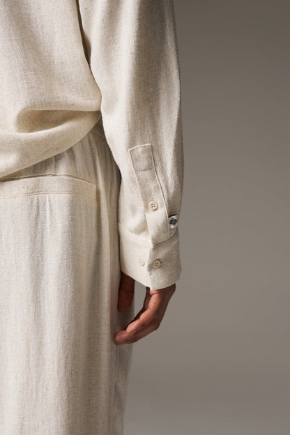 TEXTURED WOVEN TROUSERS - BEIGE