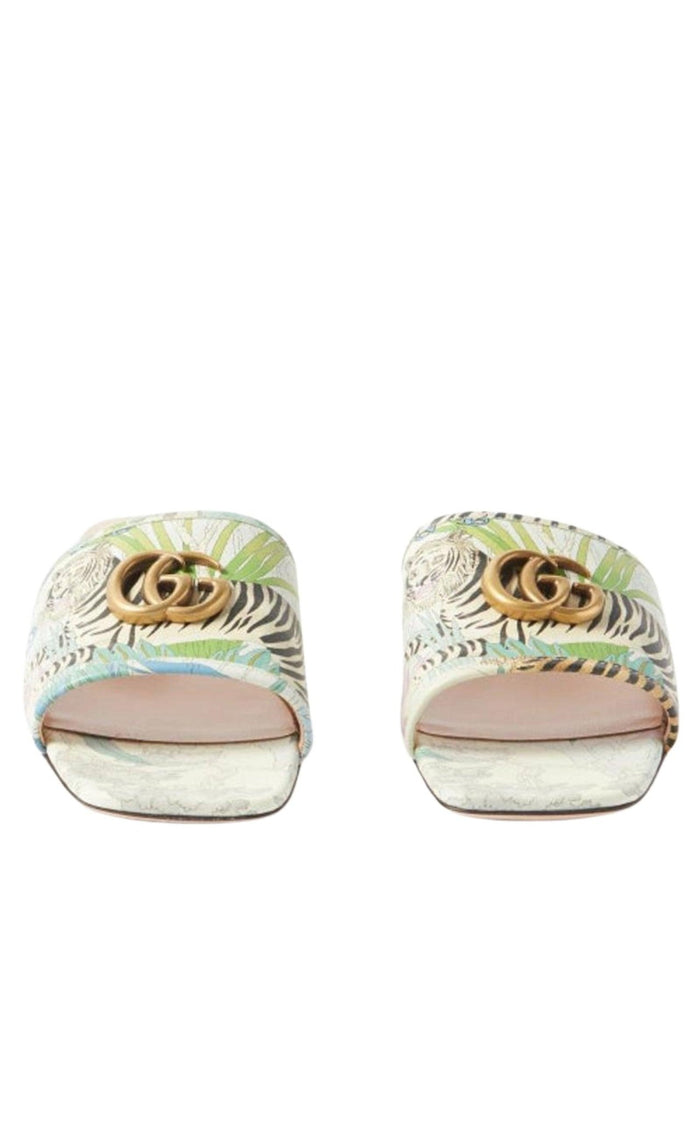 Gucci Tiger - print Leather Slides - Runway Catalog