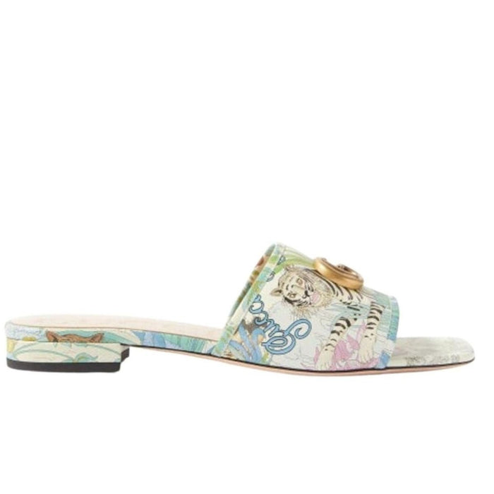 Gucci Tiger - print Leather Slides - Runway Catalog