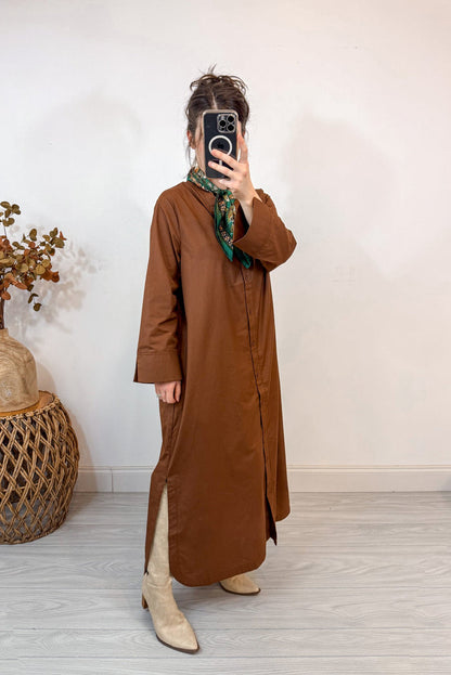 entro solid olive button up dress side