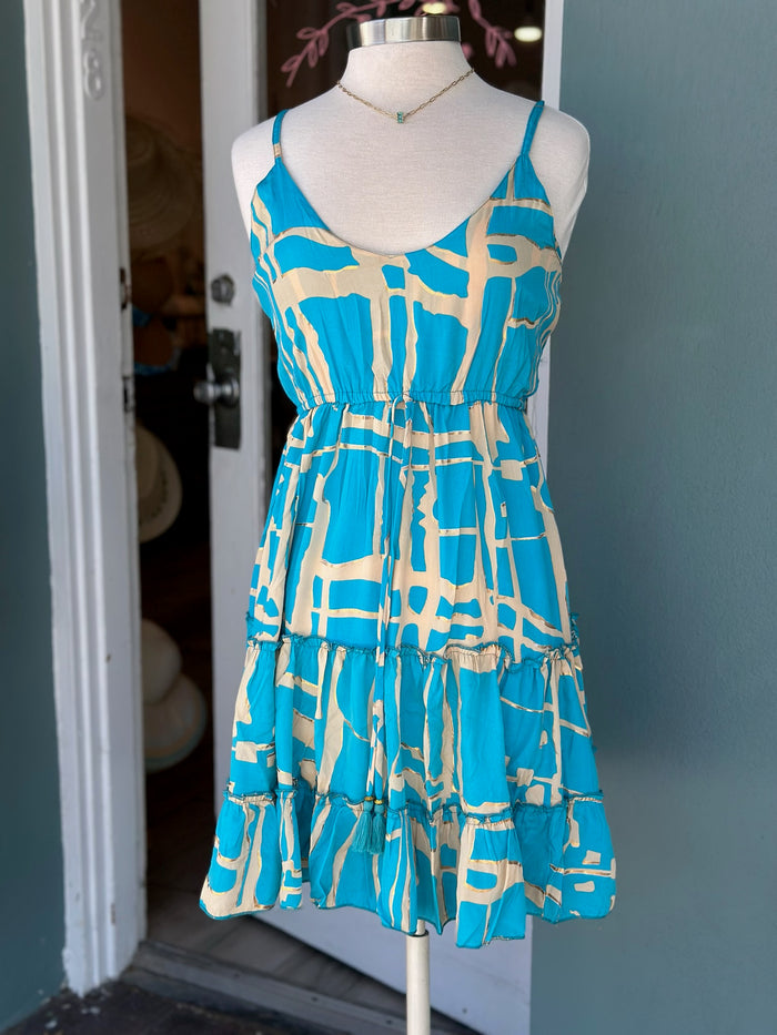 Gold and  Caribean blue Dress