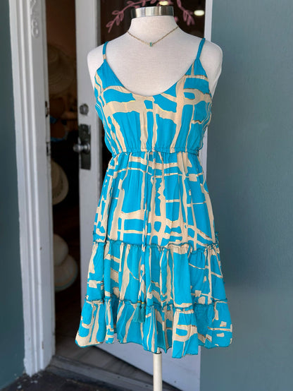 Gold and  Caribean blue Dress