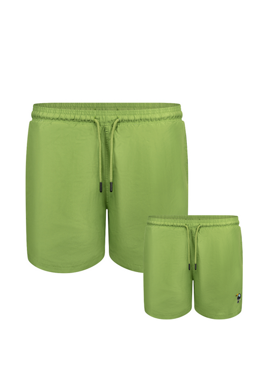 Tucan Green Plain Father & Son Swim Trunks