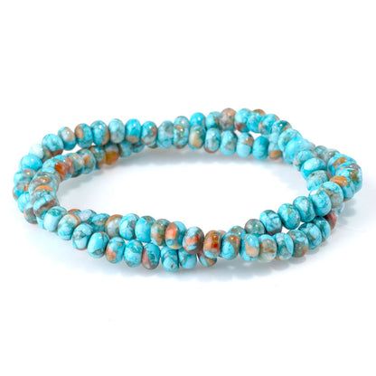 This is a Dakota Stones 4x6mm Turquoise Spiny Oyster Gemstone strand with rondelle beads in 15-16 inch strand.