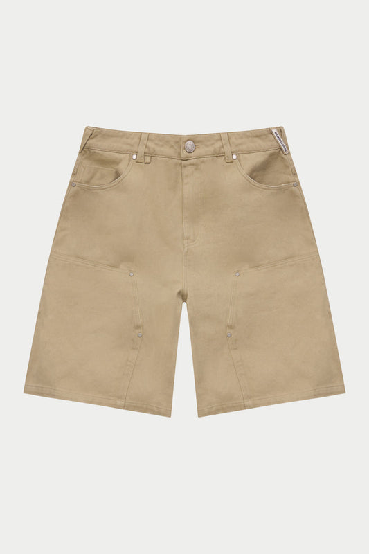 TWILL CARPENTER SHORTS - BEIGE