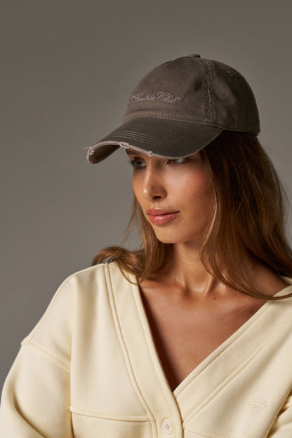 WASHED SCRIPT CAP - BROWN
