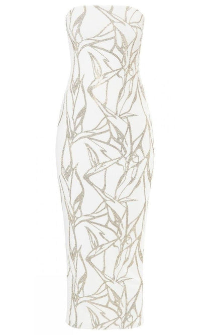Alexandre Vauthier White Beaded Strapless Midi Dress - Runway Catalog