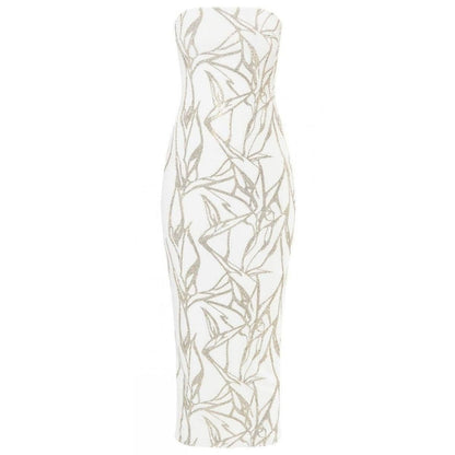 Alexandre Vauthier White Beaded Strapless Midi Dress - Runway Catalog