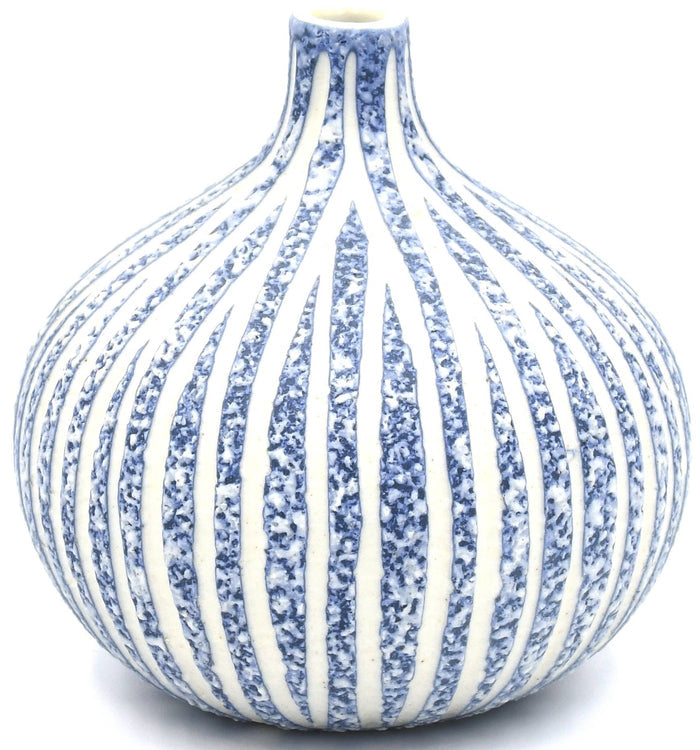 White Blue Specks Medium Bud Vase