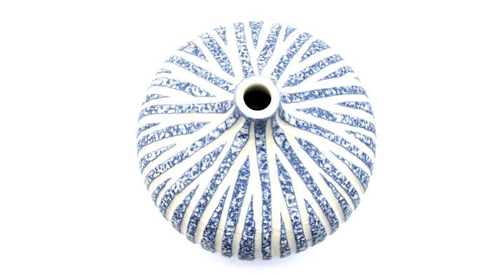 White Blue Specks Medium Bud Vase