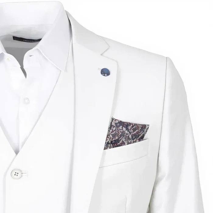 White Classic Plain 3 Piece Men's Suit-Makrom