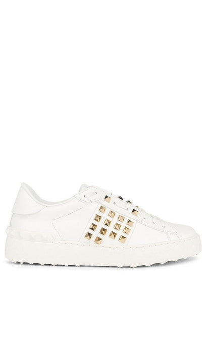 Valentino White Leather Rockstud Sneakers - Runway Catalog