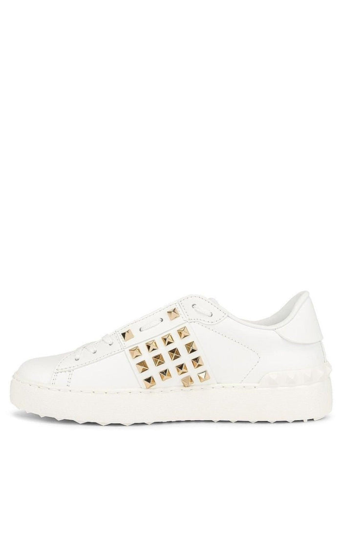 Valentino White Leather Rockstud Sneakers - Runway Catalog