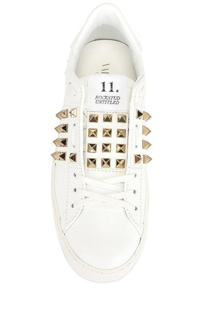Valentino White Leather Rockstud Sneakers - Runway Catalog
