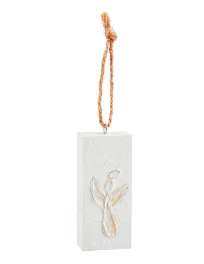 White Wood Ornament- Three Styles - Pine & Moss